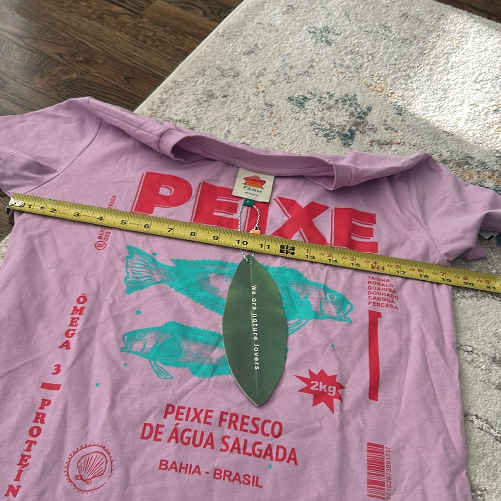 FARM Rio Lilac Peixe Fish Graphic T-Shirt - Picture 9 of 11